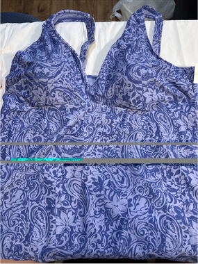 Raisins Curve Women's Blue Tanzania Tankini Top Swimwear Plus Size 24W